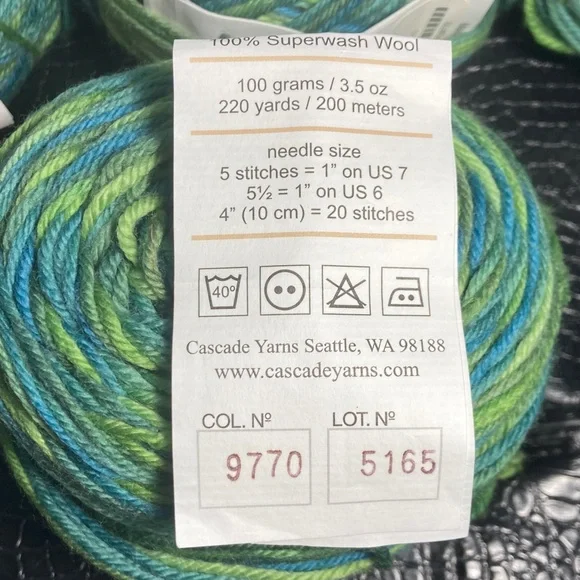 6X NWT Cascade Yarns 220 Superwash Paint 100% Superwash Wool Color 9770 Lot 5165 - Picture 4 of 9